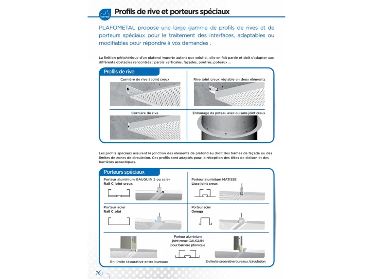 Profils de rive et porteurs spéciaux documentation