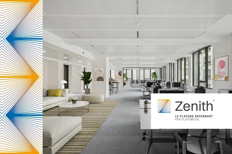 59 rue Lafayette bureau - Plafond rayonnant bureaux Zenith - PLAFOMETAL