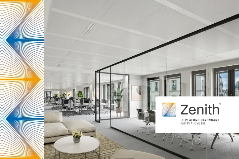 59 rue Lafayette - Plafond rayonnant bureaux Zenith - PLAFOMETAL
